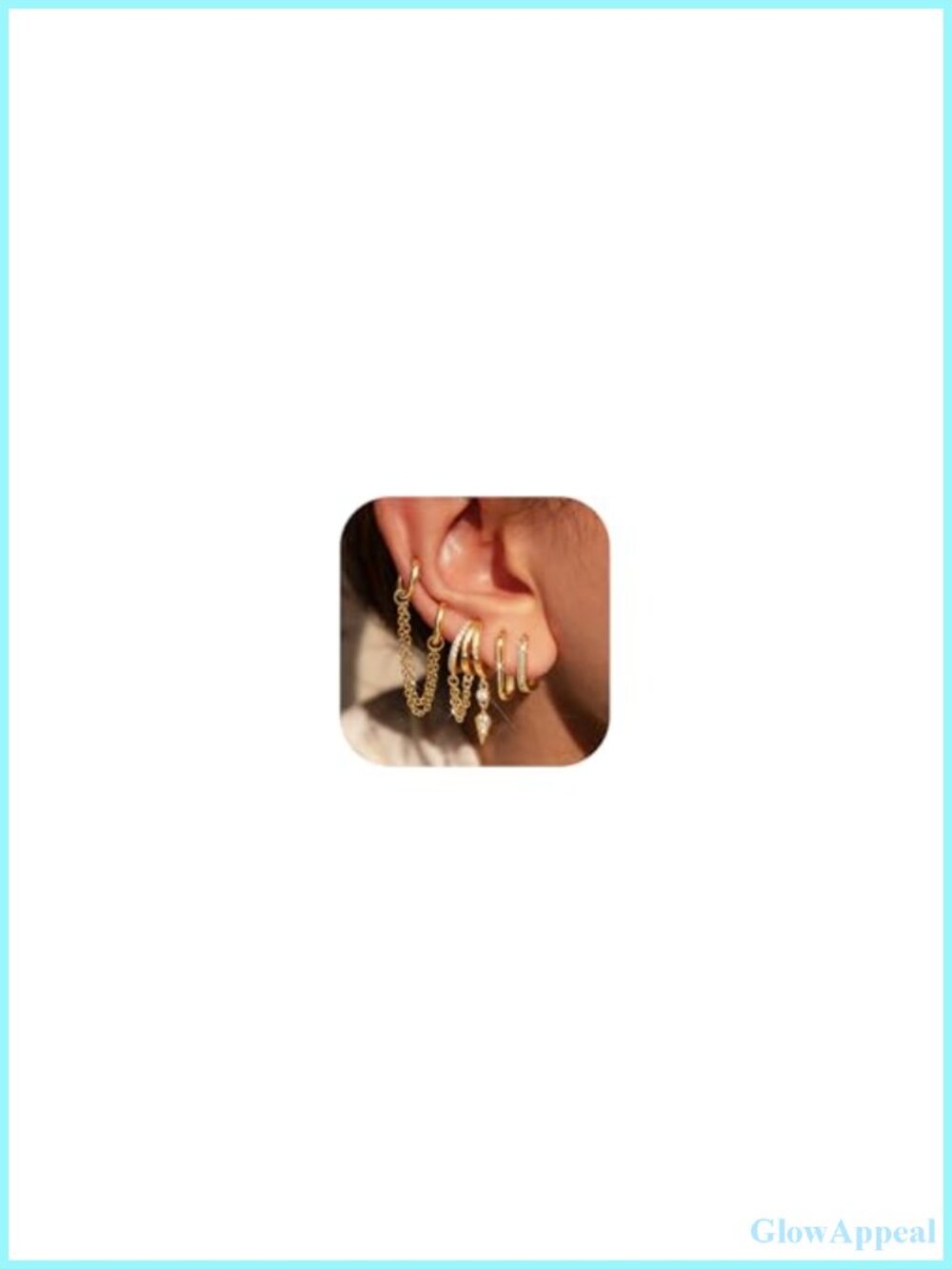 5 Pairs 14K Gold Plated Hoop Earring Stacks, Dainty Earring Set